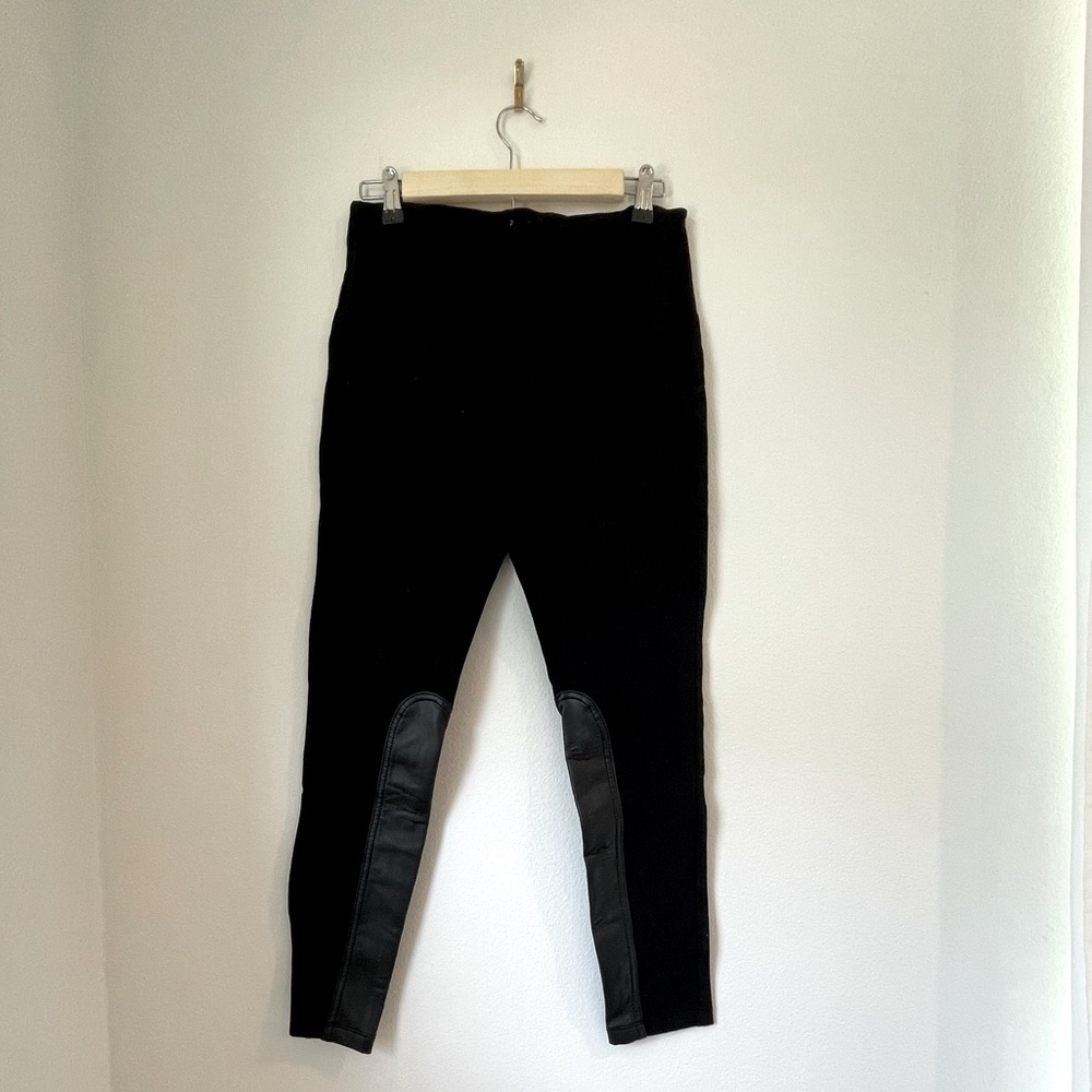 Black Leggings w/ Faux Leather - Size M